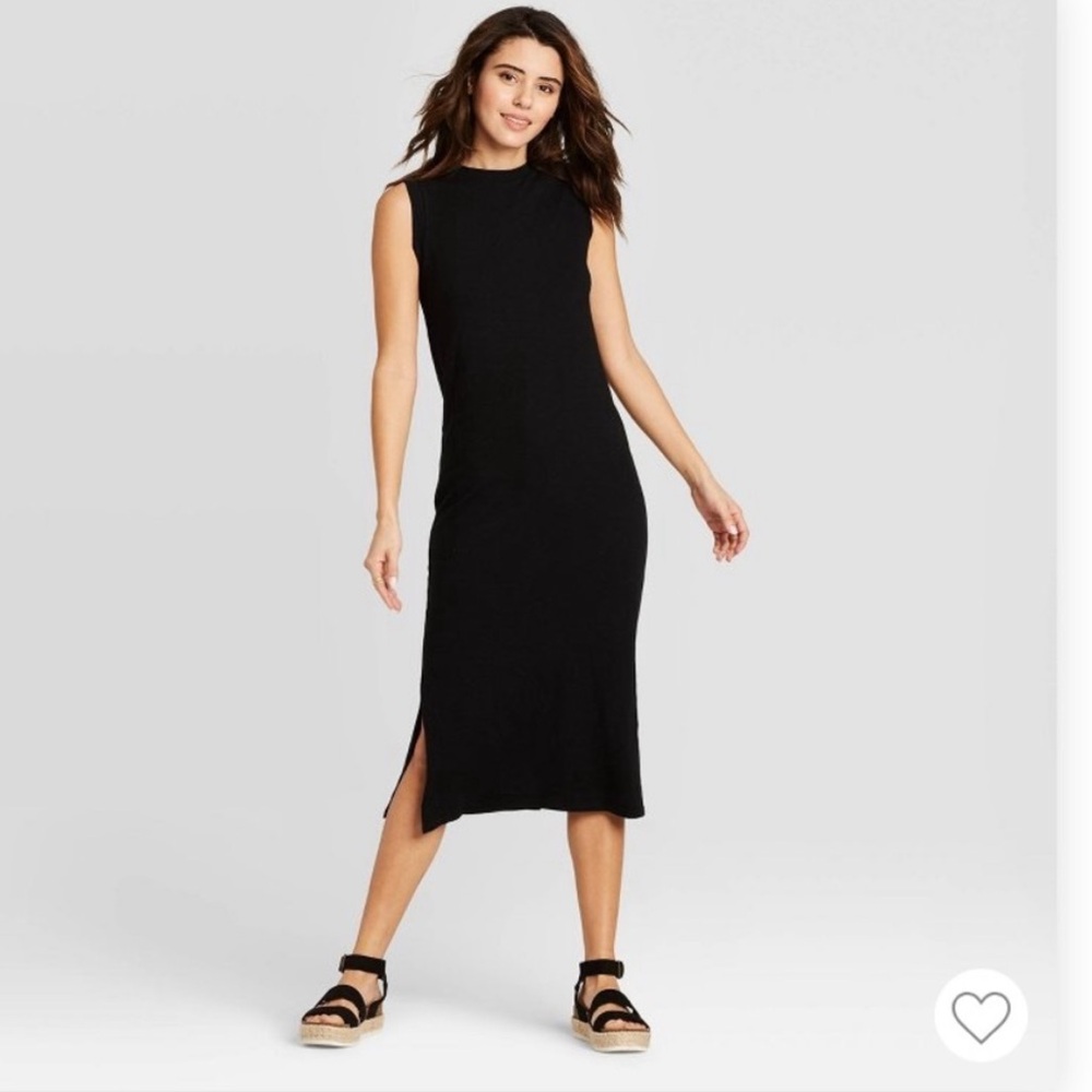Universal Thread 100% cotton black tank midi dress size L